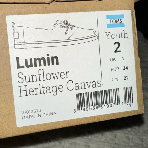 Brand New - TOMS Sunflower Heritage Canvas - Picture 6 of 6